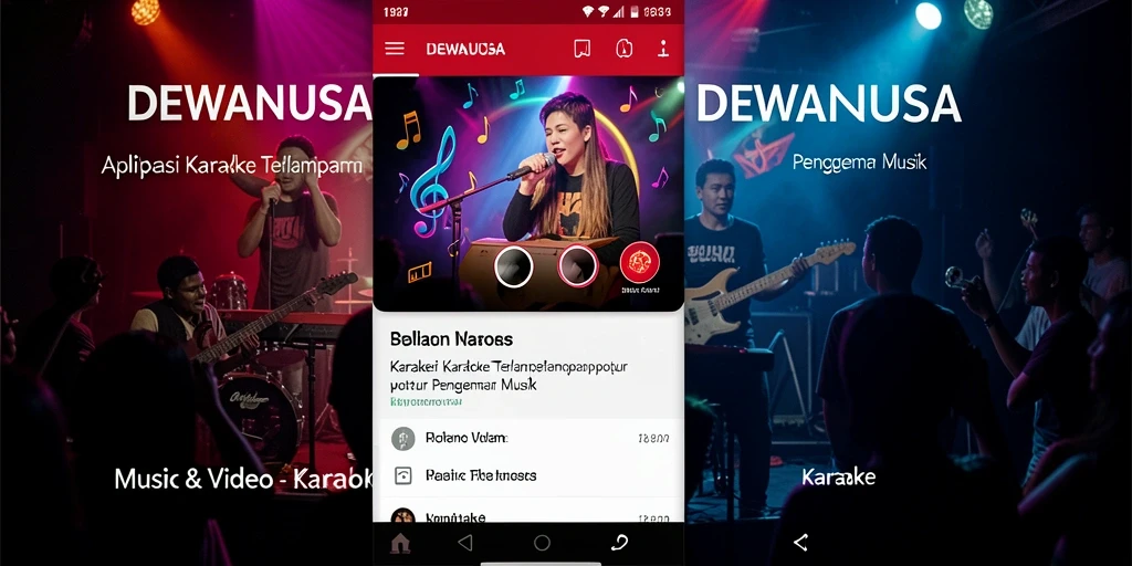 Antarmuka pengguna DEWANUSA dengan fitur karaoke yang menarik.
