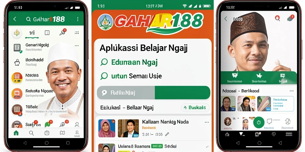 Tampilan antarmuka GAHAR188 untuk aplikasi Belajar Ngaji yang interaktif.