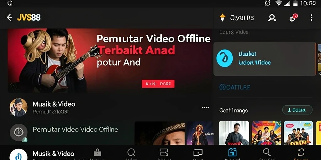 Tampilan antarmuka JVS88 yang menarik dan praktis untuk Pemutar Video Offline.
