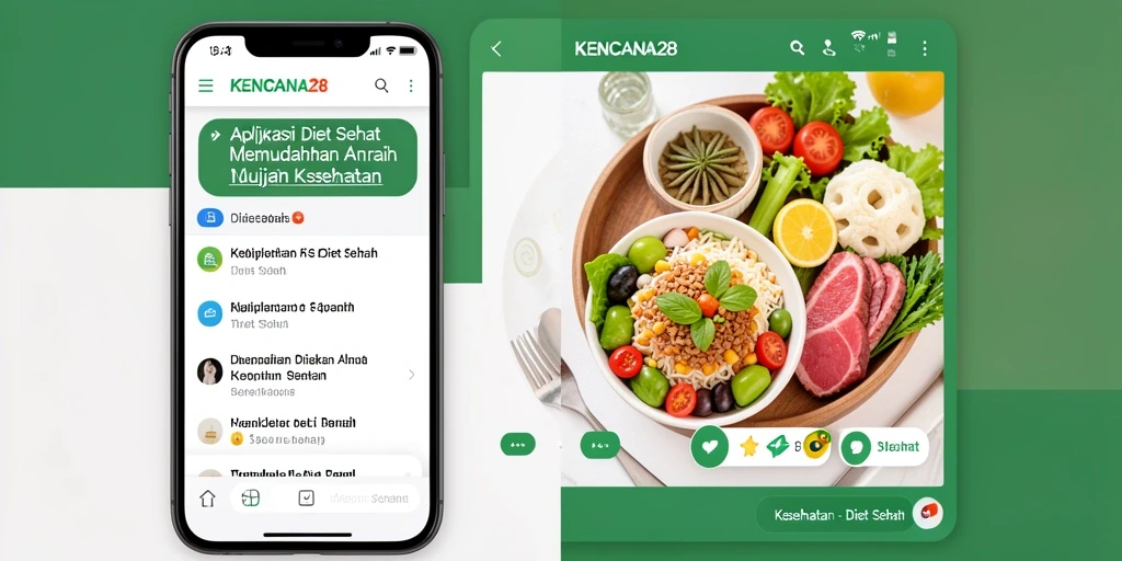 Tampilan antarmuka KENCANA28 menunjukkan fitur Diet Sehat secara jelas dan menarik.