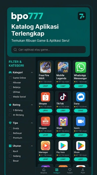 Temukan Aplikasi Populer & Kanal Uji di bpo777