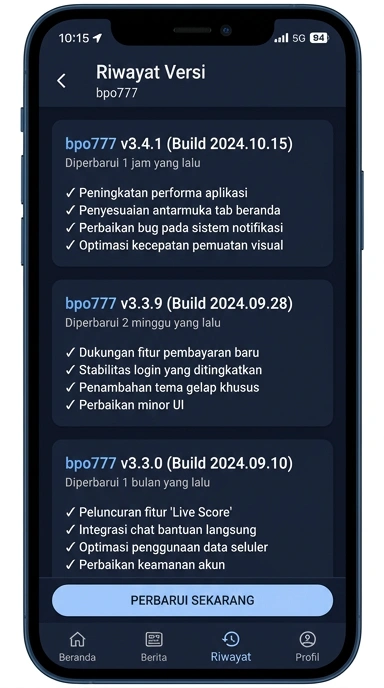Riwayat Versi bpo777 untuk Pengguna Android Indonesia